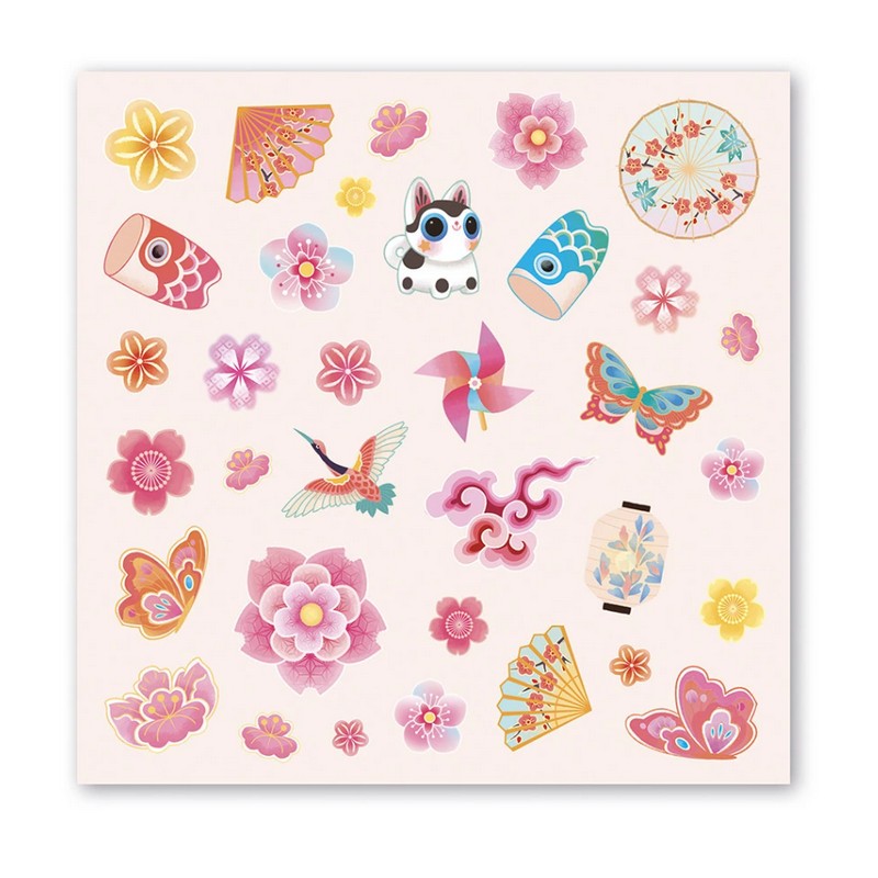 Diario segreto in stile giapponese per bambini con 4 penne gel glitter e adesivi